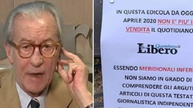 Feltri contro il sud. La protesta di un'edicola di Napoli: 'Da oggi non &egrave; pi&ugrave; in vendita il quotidiano Libero'.