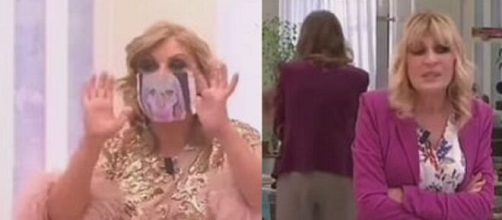 Tina provoca Gemma nel corso della registrazione della puntata del 20 aprile indossando una mascherina con la mummia.