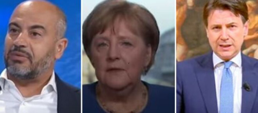 Gianluigi Paragone, Angela Merkel e Giuseppe Conte.