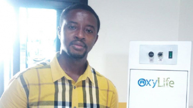 Elvadas Kengne, concepteur Camerounais de l'appareil respiratoire OxyLife (c) Elvadas Kegne