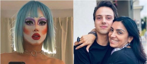 Filho de Eyshila divide registros montado como Drag Queen com seus seguidores. (Reprodução/Instagram/@itsperidotx/@eyshilasantos)