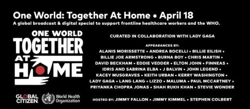El evento online, "One World: Together At Home se realizará el próximo 18 de abril para ayudar a la gente de todo el mundo ante la pandemia.