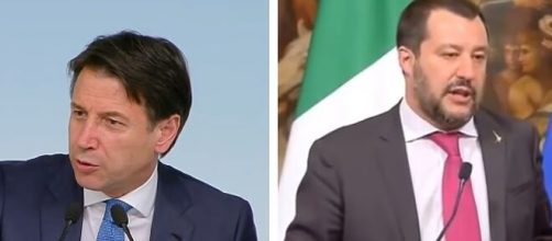 Il presidente del Consiglio Giuseppe Conte e Matteo Salvini.