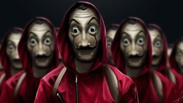 La celebre maschera di Salvador Dalì, indossata dai protagonisti de La casa di carta