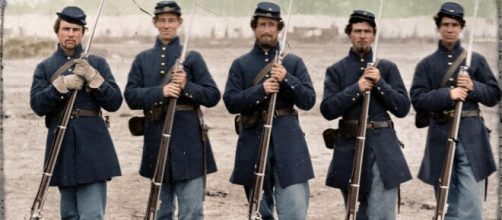 Five soldiers, four unidentified, in Union uniforms of the 6th ... - pinterest.com