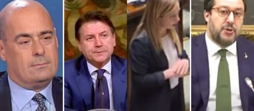 Nicola Zingaretti, Giusepep Conte, Giorgia Meloni e Matteo Salvini.