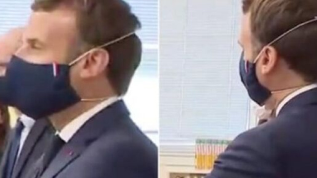 Emmanuel Macron en visite dans une école il commet des erreurs sanitaires