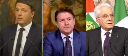 Matteo Renzi, Giuseppe Conte e Sergio Mattarella.