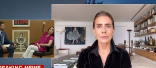 Regina Duarte ficou revoltada com um vídeo gravado pela atriz Maitê Proença, durante entrevista na CNN Brasil. (Reprodução/CNN Brasil)