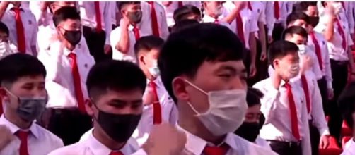 Students of North Korea protest against defector leaflets. [Image source/Reuters YouTube video]