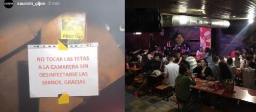 Un bar de Gijón se ha convertido en el centro de las críticas por el trato hacia sus camameras al colgar este cartel en su bar.