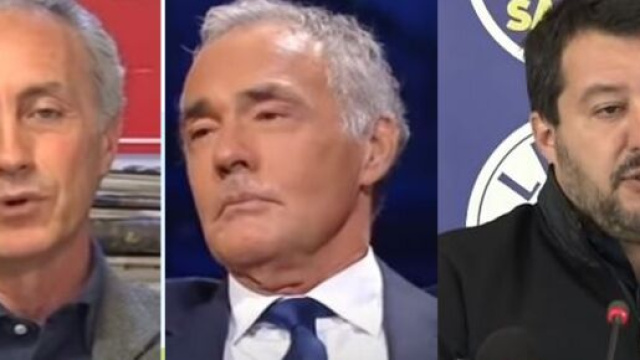Marco Travaglio, Massimo Giletti e Matteo Salvini.