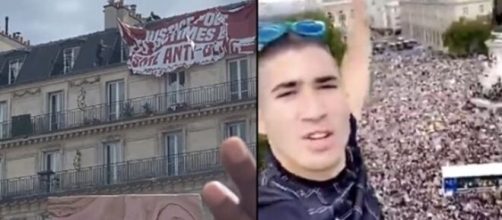 Acrobate92 décroche une banderole contre le racisme anti-blanc - photo captures d'écran vidéo twitter