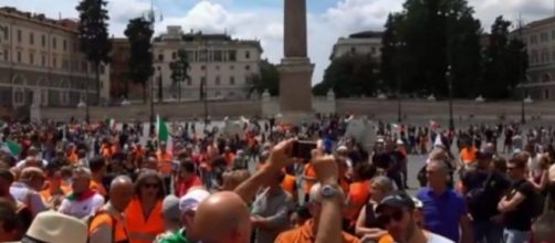 Manifestazione dei Gilet Arancioni a Roma.