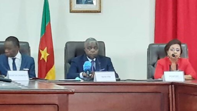 Le Micom durant la conférence de presse conjointe du 29 mai 2020 (c) Mincom