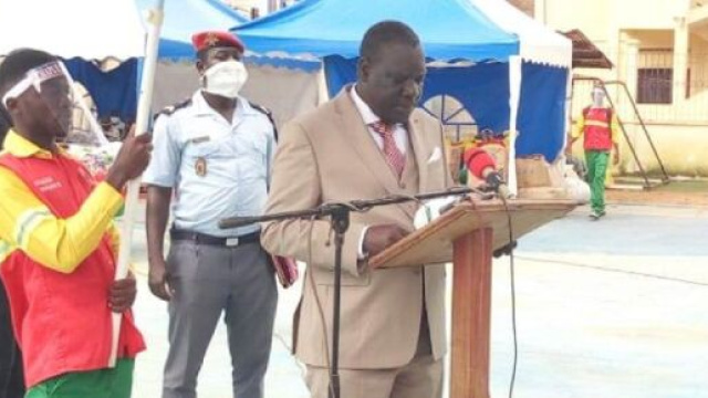 Le Minjec Mounouna Foutsou lors de la remise des kits de protection le 24 juin 2020 (c) Minjec