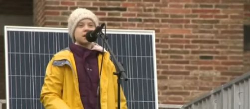 Greta Thunberg tells Bristol climate activists 'We are the change.' [Image source/The Telegraph YouTube video]