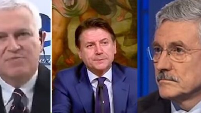 Maurizio Belpietro, Giuseppe Conte e Massimo D'Alema.