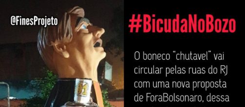 Boneco chutável de Bolsonaro é utilizado como forma de protesto. (Divulgação/Twitter)