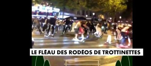 Les rodéos de trottinettes sur les Champs Elysées inquiètent les pouvoirs publics, capture CNEWS)