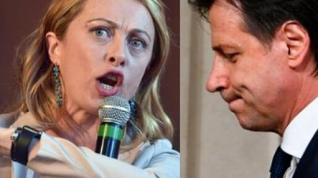 Giorgia Meloni e il premier Giuseppe Conte.