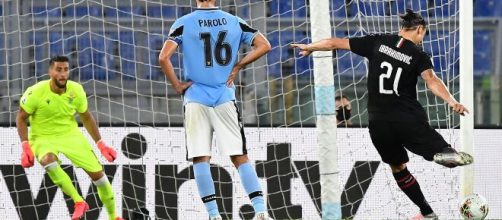 Lazio-Milan: il gol su rigore di Zlatan Ibrahimović.