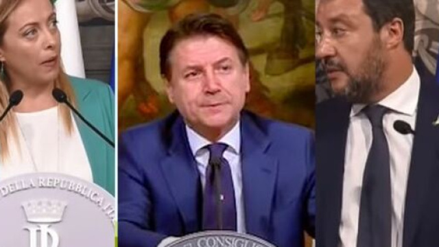 Giorgia Meloni, Giuseppe Conte e Matteo Salvini.