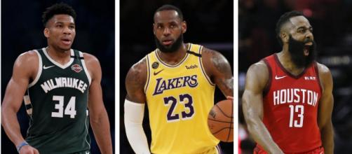 Antetokounmpo, LeBron e Harden são os jogadores que podem ser decisivos no segundo jogo de playoffs da NBA. (Fotomontagem)