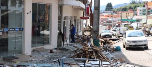 Imagem do município de Água Doce, em Santa Catarina, após passagem de tornado em Santa Catarina. (Reprodução/Redes Sociais)