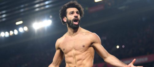 L'esultanza di Mohamed Salah, attaccante mancino del Liverpool e classe 1992