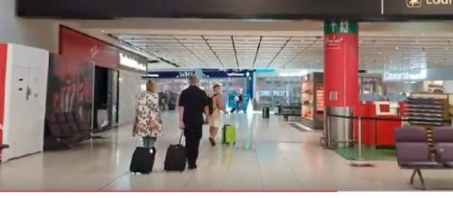View of Gatwick Airport 2020 end of July – nearly empty due to coronavirus. [Image source/Sunshine YouTube video]