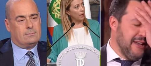 Nicola Zingaretti, Giorgia Meloni e Matteo Salvini.