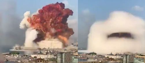 El estremecedor hongo formado por la explosión de los depósitos de nitrato de amonio en el puerto de Beirut, Líbano.