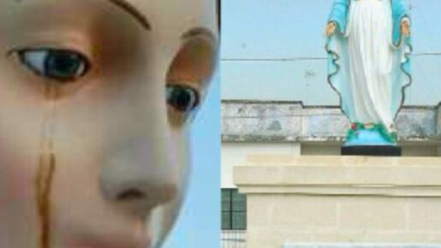 Lecce, 'La madonna piange sangue': la popolazione prega intorno a una statua a Carmiano.