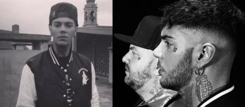 A sinistra Emis Killa nel 2011, a destra in compagnia di Jake La Furia nel 2020.