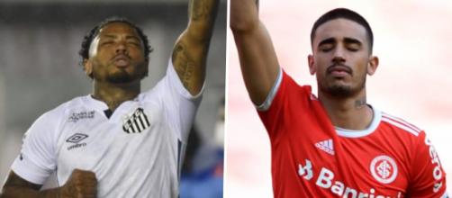 Os atacantes Marinho (Santos) e Thiago Galhardo (Internacional) são os artilheiros do Brasileirão em 2020 até o momento. (Arquivo Blasting News)