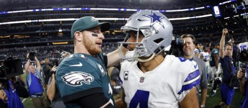 Wentz e Prescott estão entre os principais nomes da conferência leste nacional da NFC por Eagles e Cowboys. (Arquivo Blasting News)