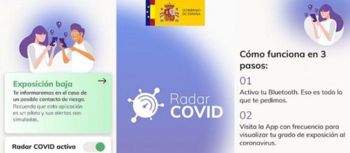 La interfaz de la aplicación Radar COVID es de muy simple uso.