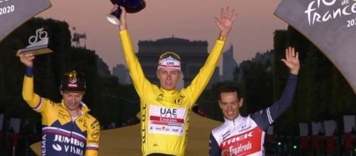 Il podio finale del Tour de France 2020