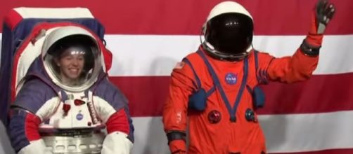 NASA Unveils 2 New Spacesuits for Moon Mission. [Image source/VOA News YouTube video]