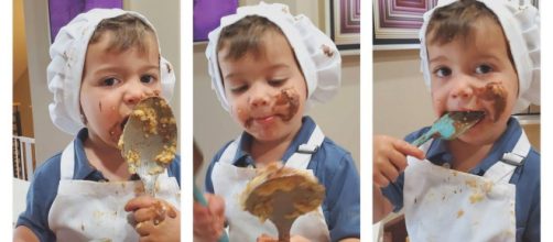 Little Chef Cade a crée l'hilarité générale avec sa recette de cookies, source : montage Instagram @littlechefcade