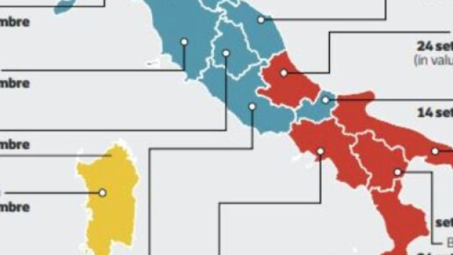 Infografica del calendario di riapertura delle scuole