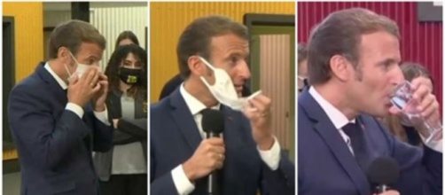 Le Président, pris d'une quinte de toux, a été contraint de retirer son masque en plein discours, source : Montage capture