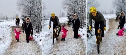 La vidéo d'un cycliste qui renverse une jeune fillette fait le buzz - ©montage vidéo