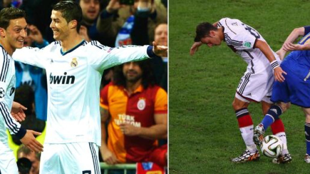 'Le meilleur de tous les pays', Ozil relance le débat entre CR7 et Messi. Montage photo