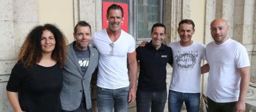 Massimiliano Lelli in un'immagine con anche Mario Cipollini.