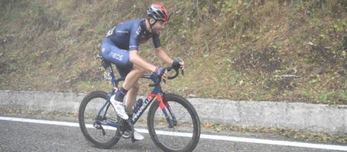 Filippo Ganna in fuga al Giro d'Italia.