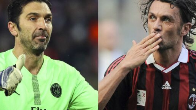 Gigi Buffon e Paolo Maldini, i primi due nella classifica delle presenze di sempre in Serie A.
