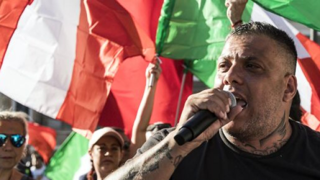 Giuliano Castellino, il leader di Forza Nuova a capo della protesta No Pass.