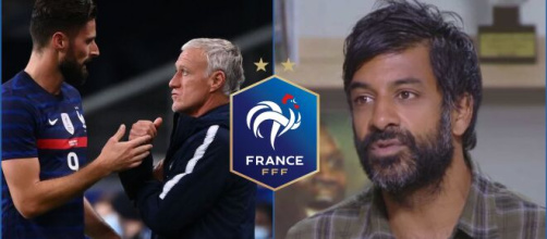 Vikash Dhorasoo dézingue 'l'ingrat' Olivier Giroud (capture Youtube et montage photo)